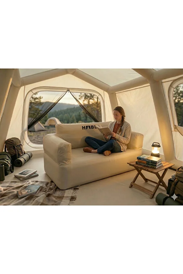 Kendi Kendine Şişen Şişme Kamp Koltuğu 4000mAh Şarjlı Su Tutmaz Premium 1000D Oxford Kumaş